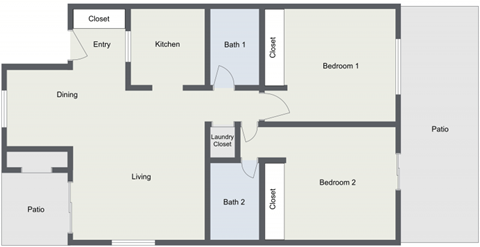 Two Bedroom Floor Plan - Downstairs